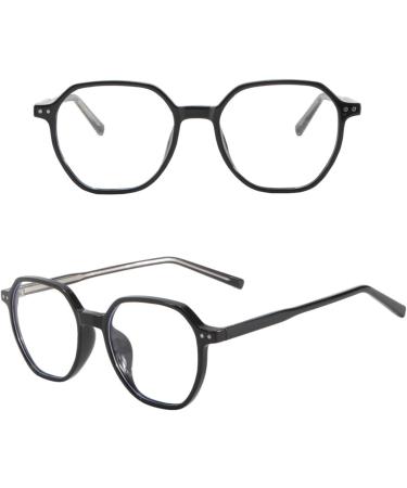 Blue Light Blocking Glasses for Men & Women - Trendy Square TR Frame Eyeglasses in Black - Reduce Eye Strain & Improve Sleep - Buy Online on GoSupps.com