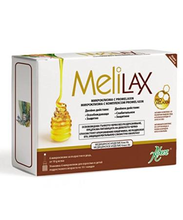 Aboca Melilax 6 Micro Enemas X 10g. With Honey for Adult & Teenagers Promelaxin
