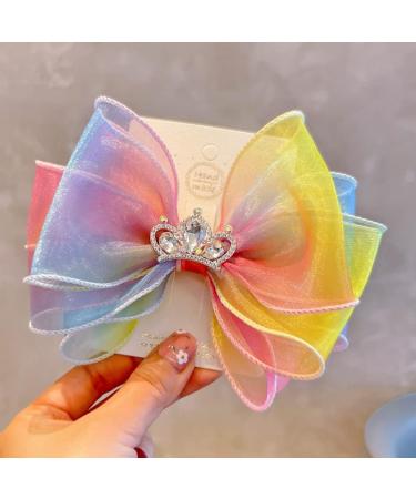 FEIFEI'S BOW Baby Girls Princess Chiffon Diamond Crown Unicorn Hair Clip - Multi Colour Toddler Infants Party Dress Costume Photo Prop - Buy Online on GoSupps.com