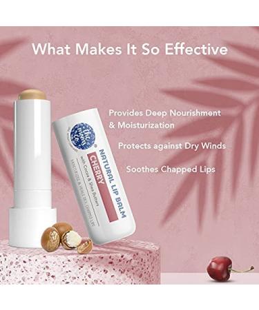 Natural Cherry Lip Balm | Non-Sticky Shea & Cocoa Butter | Protects & Nourishes Dry Lips | Paraben Free | 5g - Buy Online on GoSupps.com