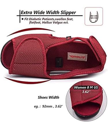 ZXCDF Womens Diabetic Slippers - Open Toe Adjustable Arthritis Edema Orthopedic Wide Width Walking Shoes - Red (Size 5) - Buy Online on GoSupps.com