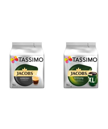 Tassimo capsules Jacobs Espresso Classico 80 coffee capsules 5 -pack 5 x 16 drinks & capsules Jacobs crowning XL 80 coffee capsules 5 pack 5 x 16 drinks Bundle with capsules Jacobs crowning XL