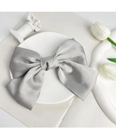 1PC Women Hair Bows Spring Barrette Hair Clip Satin Hair Clip for Women Girls Daily Wear (Grey) - Buy Online on GoSupps.com