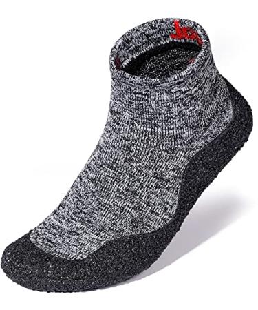 Joomra Womens Mens Minimalist Barefoot Sock Shoes | Zero Drop | ECO Vegan | Multi-Purpose & Ultra-Portable Water Footwear 12 Women/11 Men Grey Black