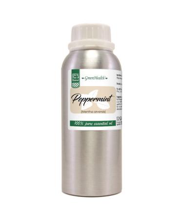Peppermint Essential Oil – 8 fl oz (237 ml) Aluminum Bottle w/Plug Cap – 100% Pure Essential Oil – GreenHealth