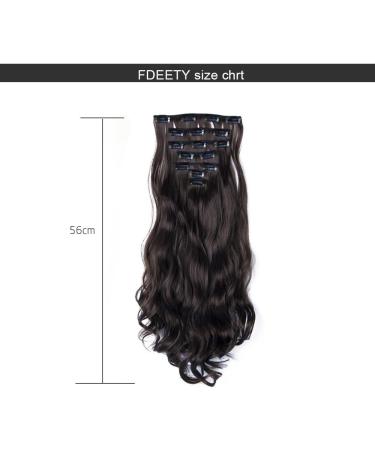 FDEETY Clip in Hair Extensions 22 Inch Set Curly Wave Long Hair Extension Clip ins Wavy Hair Extensions for Women Synthetic Clip on Extension (Dark Brown) - Buy Online on GoSupps.com