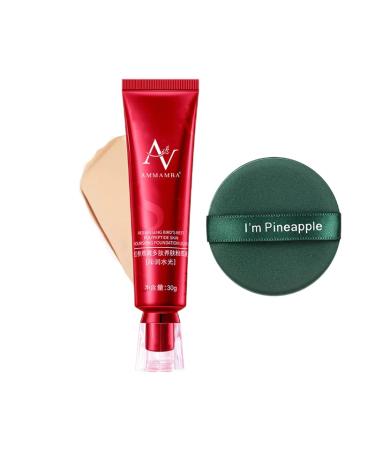 Red Ginseng Bird's Nest Concealer Liquid Foundation Red Ginseng Liquid Foundation Long-lasting Moisturizing Non-makeup Concealer Lasting No Smudge Concealer Liquid Foundation (01Natural Color)