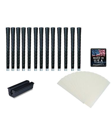 Tacki-Mac Golf Grips Standard Size Black Pro Tour Wrap Grip Kit (13 grips, grip tape, clamp, instructions)