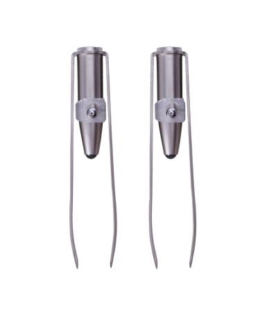 2 x stainless steel eyelash eyebrow tweezers + LED light