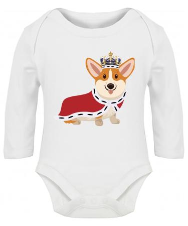 Hippowarehouse Queen's Jubilee Corgi Dog baby vest bodysuit (long sleeve) boys girls