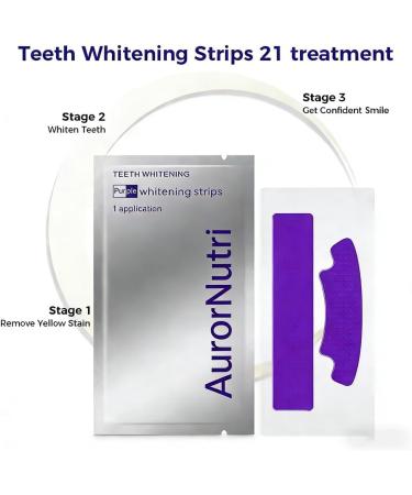 AurorNutri Purple Teeth Whitening Strips - Enamel Safe and Sensitive Teeth Whitening Strips 14 Treatments Remove Yellow Stain Combining Whiten Theeth - Buy Online on GoSupps.com