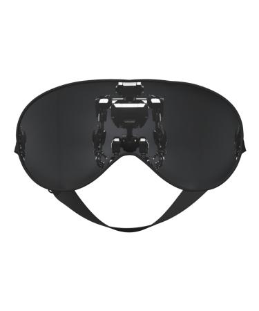 SSIMOO Black Robot Print Ultra-Soft Light-Blocking Eye Mask for Optimal Comfort and Restful Sleep