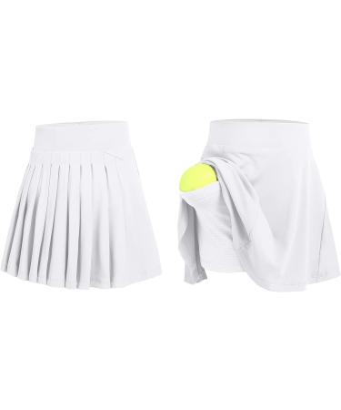 Zaclotre Girls High Waisted Pleated Tennis Skort White 10-11 Years - Buy Online on GoSupps.com