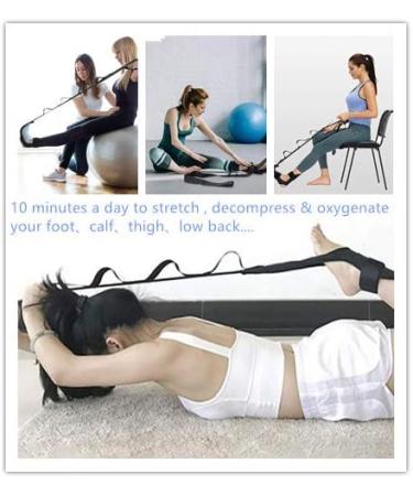 EOM Yoga Stretch Strap Leg Stretcher - Foot Stretching Belt with Loops for Rehabilitation & Gymnastics - Black - Buy Online on GoSupps.com