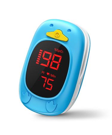 Pulse Oximeter For Kids Oxygen Monitor Children Pulse Oximeter For Baby Oxygen Monitor Kids Pulse Oximeter Fingertip Large Display Included With AAA Battery Blue