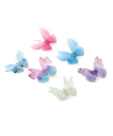 Liasun 6Pcs 3D Colorful Organza Butterfly Hair Clips - Chiffon Fairy Wings Barrettes - Buy Online on GoSupps.com