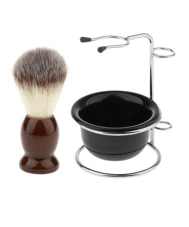 Bathroom Men Shaving Brush + Stainless Steel Holder Mug Bowl Set Kit