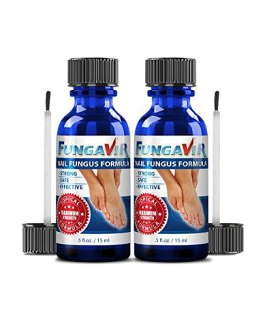 Fungavir - Anti-fungal Nail Treatment, Effective Against Nail Fungus - Toenails & Fingernails Anti-fungal Nail Solution - Stops and Prevents Nail Fungus (2 Bottles) 2 Count (Pack of 1)