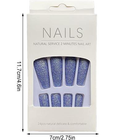 AUklOPVZZ 1 Set French Tip Press on Nails Solid Color Extension Shimmer Fingernails Decals Full Cover Salon Gifts Manicure Kit H33-purple blue jelly glue - Buy Online on GoSupps.com