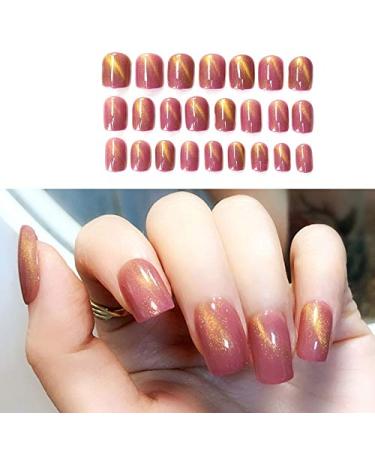 SETHEXY Cat Eye False Nails - 24 Piece Dark Pink Nail Art Tips for Women & Girls | Complete Cover UV Design - Buy Online on GoSupps.com