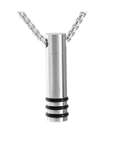 TNBKDSE Cylinder with Blank Rubber Cremation Locket Necklace for Human&Pet Memorial Ashes Keepsake Pendant