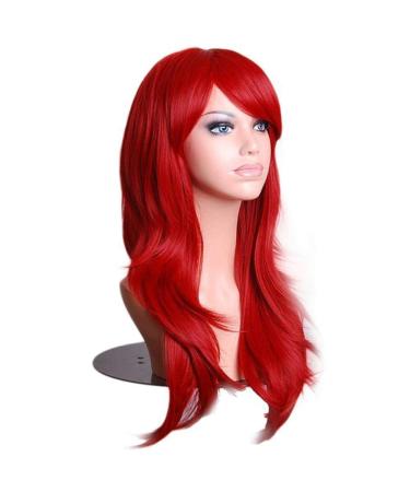 LFMDJF 70cm Wavy Red Wig | Synthetic Hairpieces for Women | Versatile Colors: Black Purple Pink Blue | 28 Inches Silver - Buy Online on GoSupps.com