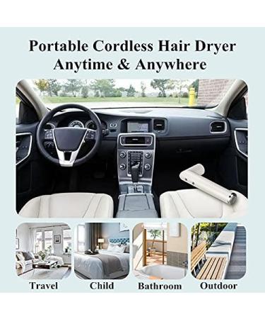 Portable Cordless Hair Dryer Lightweight Wireless Hair Dryer 90 Rotation 15000mAH Batteries Travel Blow Dryer for Children Pets Travel Home Art Painting White - Buy Online on GoSupps.com