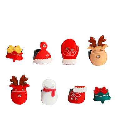 Frcolro 8pcs Lovely Christmas Themed Mini Hair Claw Clips Clamp Hair Accessories for Children Girls Kids
