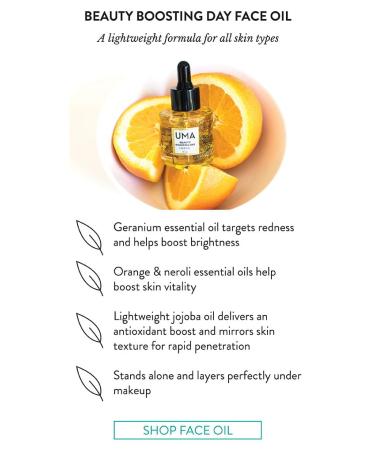 UMA Beauty Boosting Day Face Oil - 100% Organic Hydrating Moisturizer for Sensitive Skin | Ayurvedic Vegan Paraben-Free Non-Toxic - 1 fl oz - Buy Online on GoSupps.com