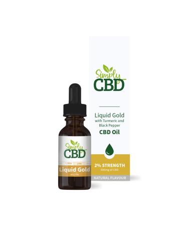 Simply CBD Oil Liquid Gold Drops with Turmeric and Black Pepper - 600mg - Natural Flavour - 30ml