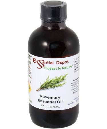 Essential Depot Rosemary Essential Oil - GC/MS Tested - Supplied in 4 oz. Amber Glass Bottle with Black Phenolic Cone Lined and Safety Sealed Cap - Buy Online on GoSupps.com