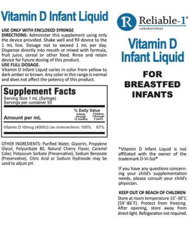 Reliable 1 Baby Vitamin D Drops for Breastfed Infants - 50 mL | Alcohol & Sugar Free - Buy Online on GoSupps.com