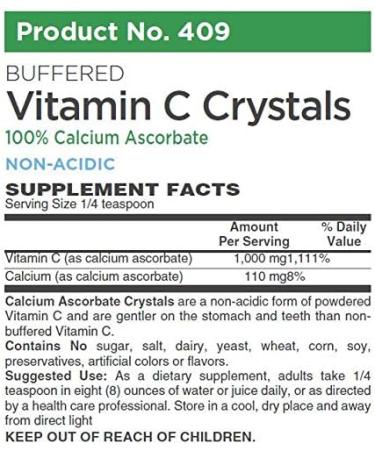 BUFFERED C Crystals (100% Pure Calcium ASCORBATE Non- Acidic) 8.82 Ounce (Pack of 1) - Buy Online on GoSupps.com