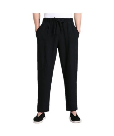Shanghai Story Sports Chinese Traditional Tai Chi Kung Fu Pants Linen 5 Color X-Large Black