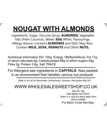 Ellies Jellies Nougat with Almonds 1kg Bag Almonds Fillings Square Shaped Rich Flavour Soft Nougat - Buy Online on GoSupps.com