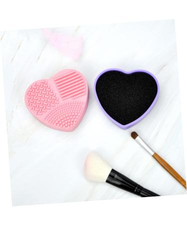 Heart-Shaped Purple Silicone Makeup Brush Cleaning Mat | Dry & Easy Brush Care | International Shipping - Buy Online on GoSupps.com