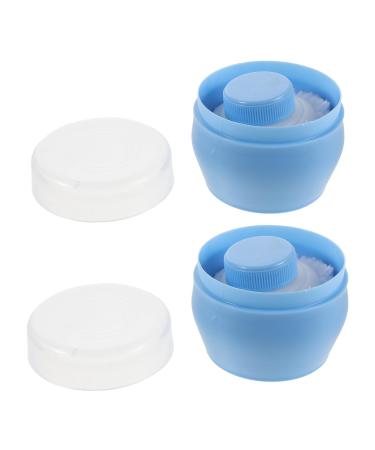 ERINGOGO Lot de 2 Pots de Poudre Corps B b avec Houppette Portable Bo te Rechargeable tanche Bleu Ciel Distributeur Pratique pour Soins Peau Sensible en Voyage