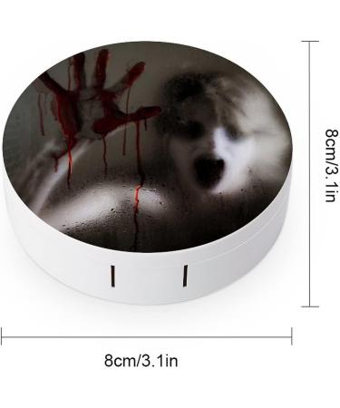 Horror Scene With Bloody Hand Round Case For Contact Lens Kit Storage Box with Mirror Printed - Buy Online on GoSupps.com