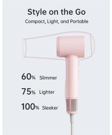 Laifen Hair Dryer Swift SE 200 Million Negative Ionic Blow Dryer with 105 000 RPM Brushless Motor 1400W Powerful Fast Drying High-Speed Low Noise Hairdryer with Magnetic Nozzle & Diffuser (Pink) - Buy Online on GoSupps.com
