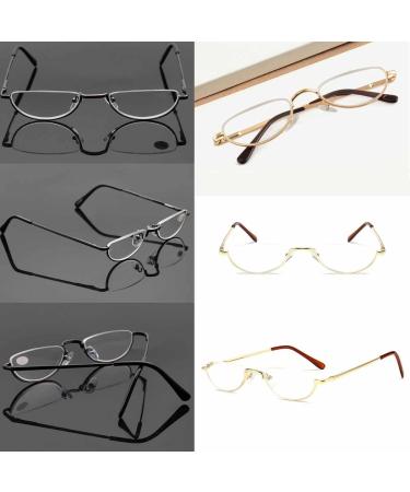 BILIZA Half Frame Metal Reading Glasses for Men & Women - Blue Light Blocking 1.5X Gray Computer Readers - Buy Online on GoSupps.com