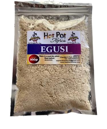 Hot Pot Africa Ground Egusi |Melon Seed - Tasty & Hand Peeled| 100g for soup stew and African dishes suitable for vegetarians
