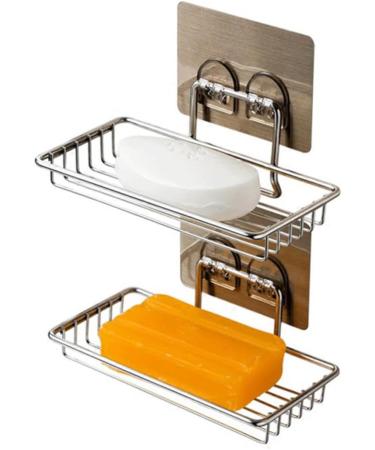 Ciieeo 2pcs Stainless Steel Soap Holder Bathroom Soap Dish Holder Suction Cup Soap Dish Shower Sponge Holder Soap Basket Shower Soap Rack Bath Soap Holder No Trace -mounted - Buy Online on GoSupps.com