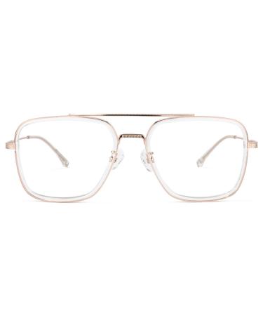 Zeelool Readers Aviator Blue Light Blocking Reading Glasses for Men Women with Anti-Reflective Coating Nayeli ZTX898397 Tx898397-05 Crystal 2.5 x