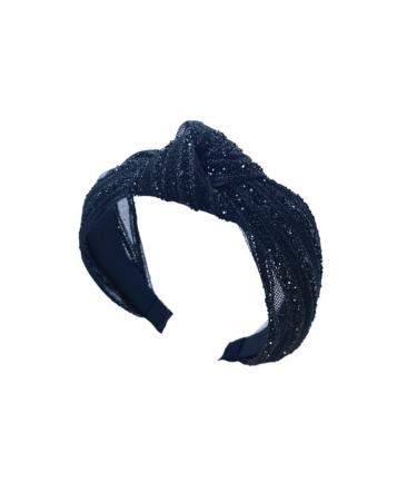 WENLII Ladies Glitter Knotted Headband Imitation Rhinestone Hairband Hair Hoop Twist Ribbon Hair Accessories As the picture shows D