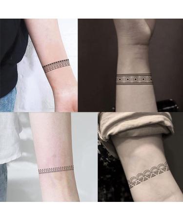 Everjoy 10+ Designs Waterproof Arm Wrist Leg Circle Fake Temporary Tattoo Stickers - Black Boho Tribal Armband
