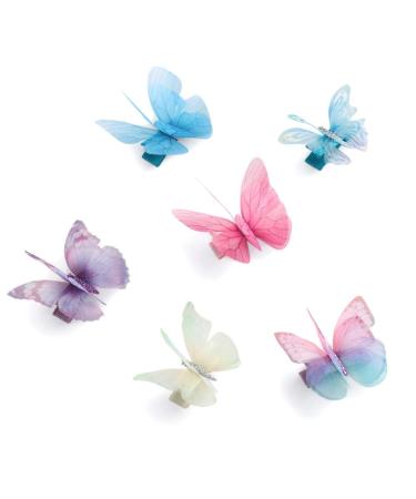 Liasun 6Pcs 3D Colorful Organza Butterfly Hair Clips - Chiffon Fairy Wings Barrettes - Buy Online on GoSupps.com