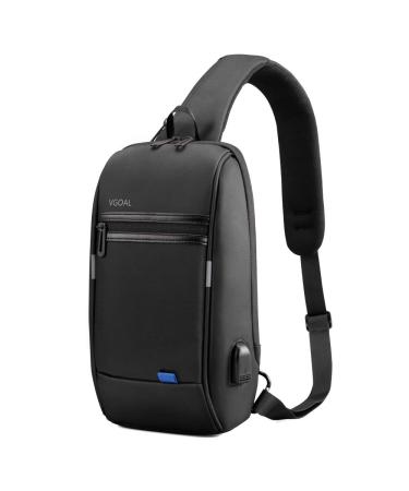 VGOAL Sling Backpack Men'S Chest Bag Shoulder Crossbody Sling Backpack for Men with USB Charging Port 9.7 Inch Black-6307
