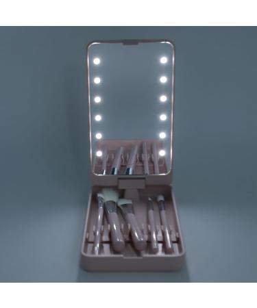 Professional Travel Makeup Brush Set with LED Mirror - Portable Cosmetic Brushes for Eyeshadow Powder & Blush - Buy Online on GoSupps.com