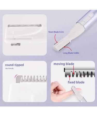 Eyebrow Trimmer & Facial Hair Precision Detailer - Compact Battery-Powered Double-Sided Razor with Rinseable Blade - Safe & Painless Shaver for Chin Peach-Fuzz - Purple - Buy Online on GoSupps.com