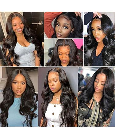 28 Inch HD Lace Front Wigs - Pre Plucked Body Wave Human Hair for Black Women - 150% Density, Natural Color - Buy Online on GoSupps.com